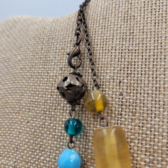 Womens Statement Necklace Turquoise Blue Large Beads Artisan Chunky Beaded Boho - Picture 4 of 7